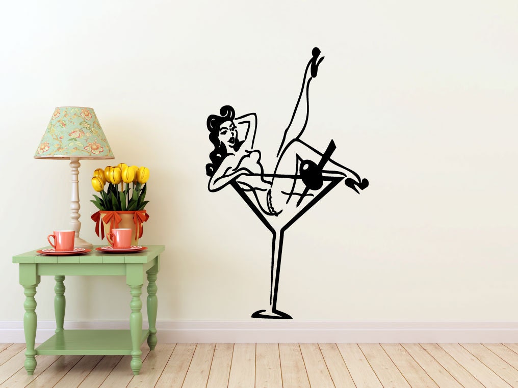 Pin up Girl vinyl Wall DECAL burlesque pinup interior Etsy