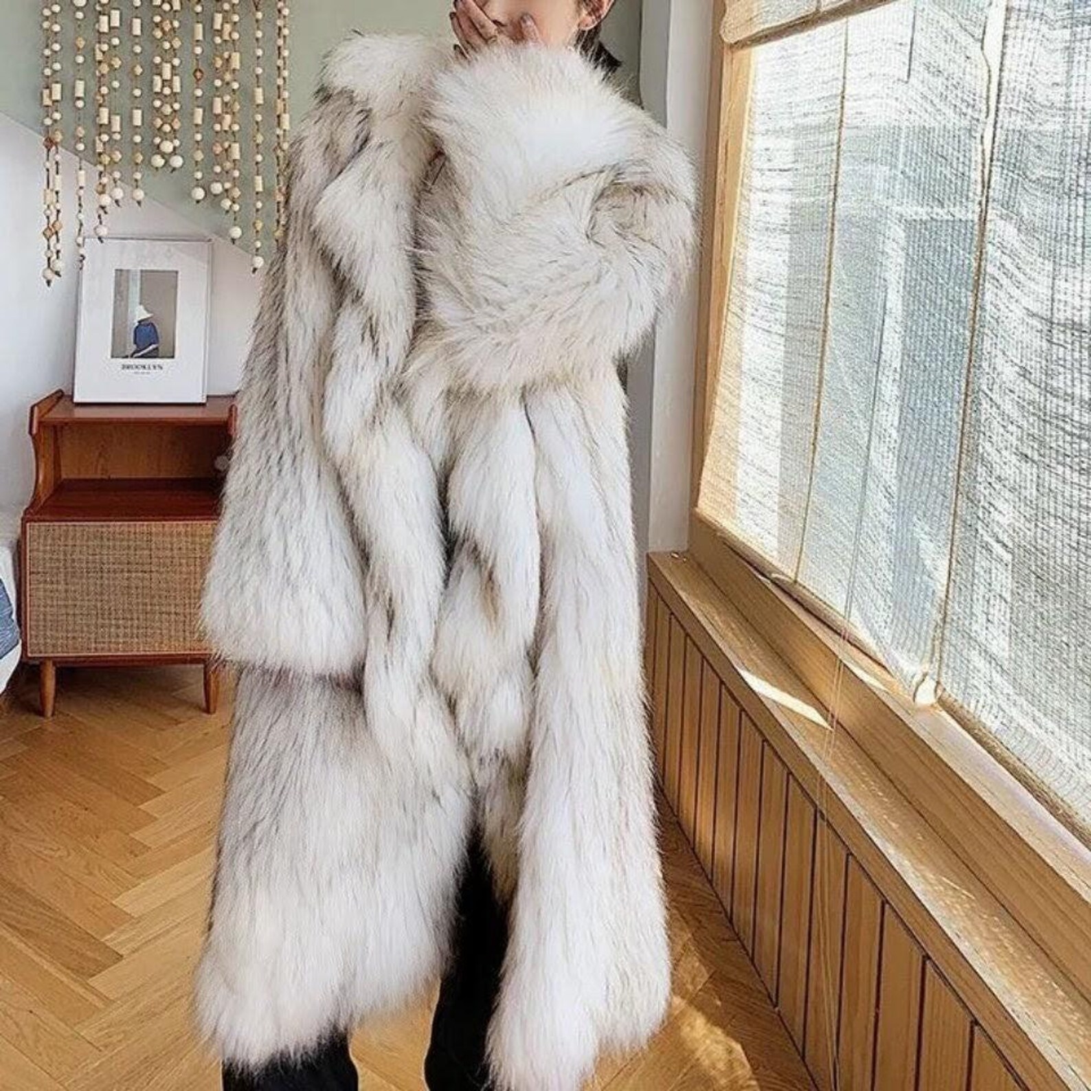 Ruffle Faux Fur Jacket: Cropped Long Coat With Zipper Details-by ...