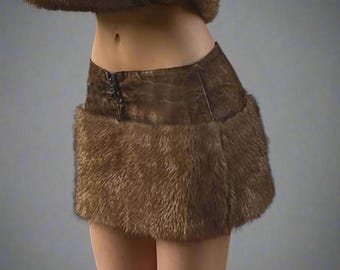 Faux Leather Mini Skirt, Flared Style, Black (Party Ready)-By PrimaDND