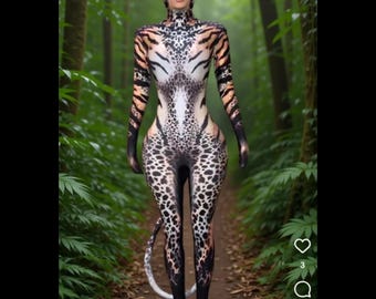 Tiger Catsuit Costume: Stretchto  Fit  - Custom Tailored-By PrimaDND