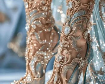 Crystal Embellished Wedge Heels: Lace-Up Floral Gladiator Sandals