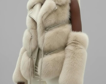 Faux Fur Vest: Elegant Soft Texture - Zipper Detail, Custom Colors