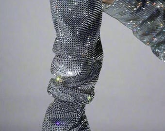 Rhinestone Cowboy Boots: Glamorous Silver, Pointed Toe-By PrimaDND