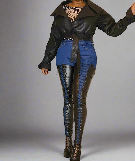 Lace up Thigh High Boots, Stretch Faux Leather (sizes 6-13) - Etsy
