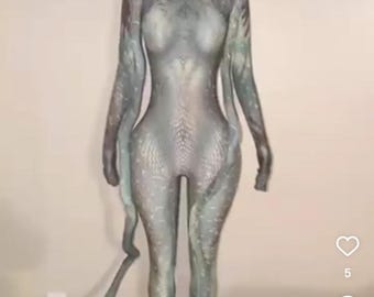 Green Goblin Costume - Feminine Silhouette with Purple Gloves and Mask-By PrimaDND