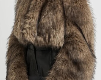 Faux Fur Jacket: Cropped with Bold Big Sleeves - Lightweight Chic-By PrimaDND