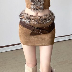 Two-Piece Faux Fur Skirt Set: Soft Tube Mini (Custom Fit Available)-By PrimaDND image 3