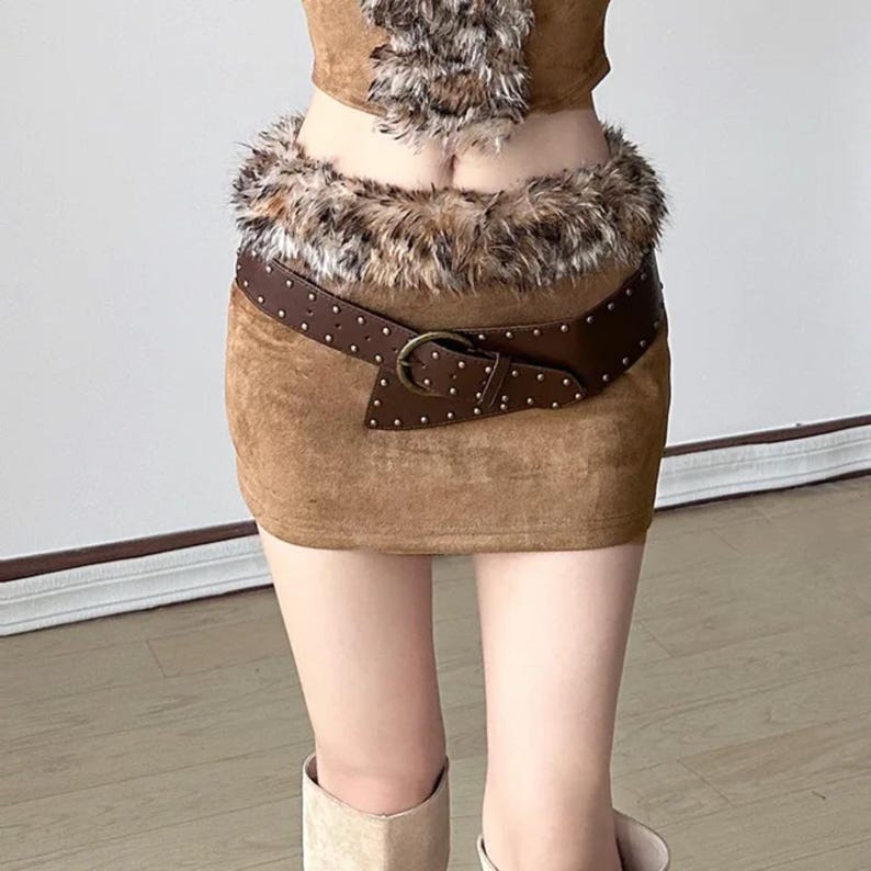 Two-Piece Faux Fur Skirt Set: Soft Tube Mini (Custom Fit Available)-By PrimaDND image 3