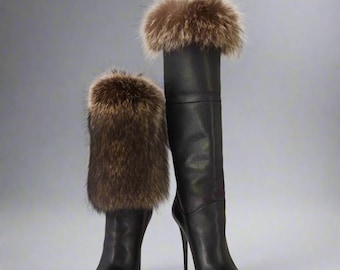 Thigh-High Faux Shearling Boots: Cozy Winter Footwear (Custom Fit)-By PrimaDND