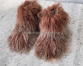 Ankle Mongolian Lamb Fur Winter Boots - Soft Shearling, Custom Sizes-By PrimaDND