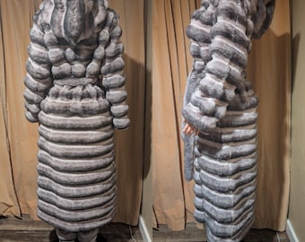 Faux Chinchilla Fur Jacket: Long, Fluffy Hooded Coat - Cozy Style-By PrimaDND
