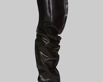 Faux Latex Oversized Thigh Boots – Custom Fit Thigh High Boots | Stiletto Heel