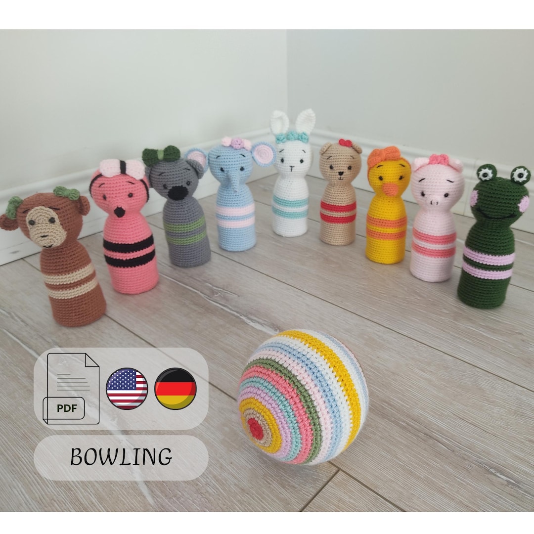 Amigurumi Bowling Set, 10 Pieces, Baby and Children's Toy, Animals ...