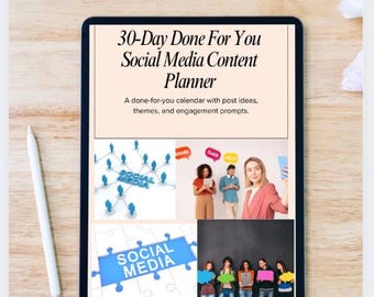 30-Day Social Media Content Planner, Ready-Made Posts (Downloadable PDF)