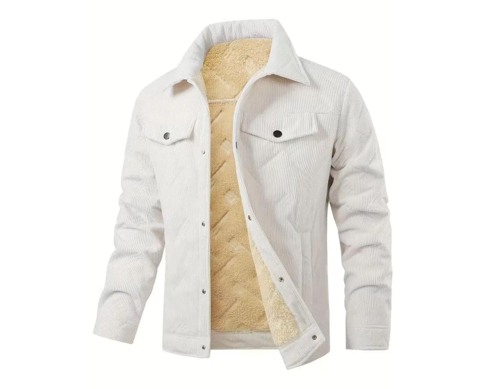 Veste Vintage En Velours Côtelé Pour Homme Avec Col Rabattable, Manteau D'hiver Chaud Et épais Avec Doublure En Fausse Peau De Mouton, Vert Kaki