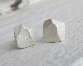 Silver stud earrings, stone collection , Sterling Silver Studs,raw studs nugget studs
