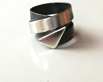 Wide band silver ring Tatoo, made to order, Modern , contemporary, simple, gift for her