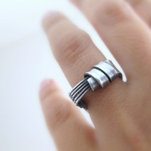 Silver ring play, unique sterling silver ring, modern, cool, everyday silver ring, gift for woman