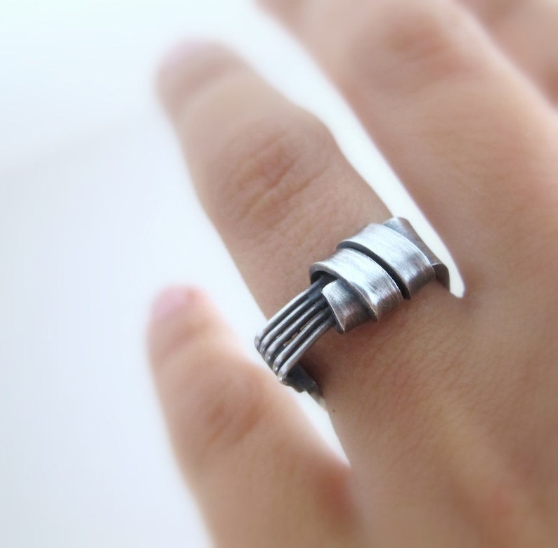 Silver ring play, unique sterling silver ring, modern, cool, everyday silver ring, gift for woman image 1