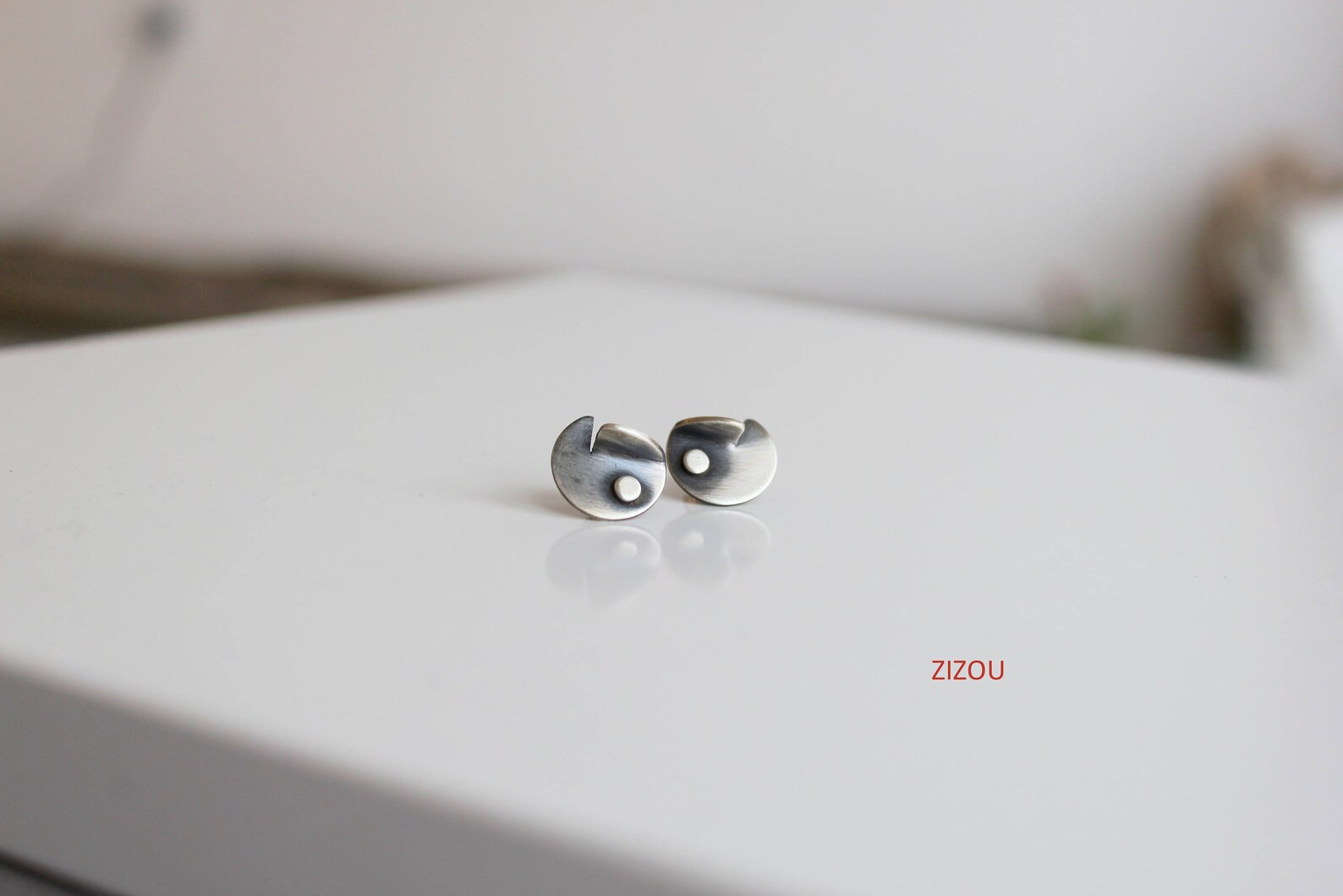 Silver Stud Earrings Geometric Square Small Earrings Black | Etsy