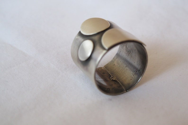 3Dots Silver Wide Statement Ring, contemporary, wearable, modern, elegant, handmade, everyday ring image 8