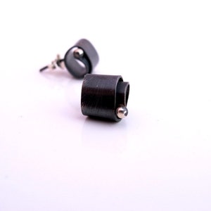 Perfect earrings for urban woman Black silver geometric Modern Studs art cool unusual gift for her every day jewelry image 2