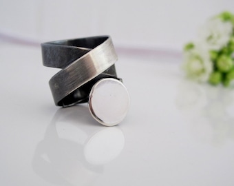 Wide band silver ring Tatoo, made to order, Modern , contemporary, simple, gift for her