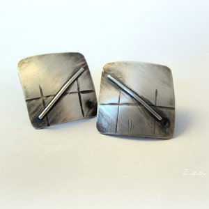 Perfect Earrings for every day - Post stud - Sterling Siver - Square studs - Geometric - Modern - Simple -Women - Gift - Cool -Mother