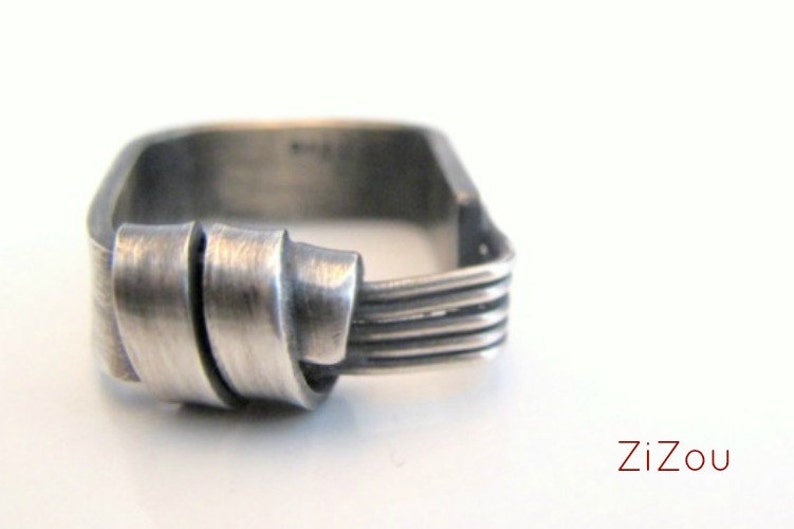 Silver ring play, unique sterling silver ring, modern, cool, everyday silver ring, gift for woman image 4