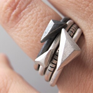 Set of Cool Silver Triangle Stacking Rings - Etsy
