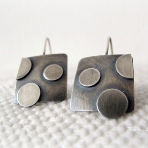 Silver drop earrings, contemporary wearable modern elegant, handmade unique for woman gift oxidized outstanding Christmas everyday Croatian