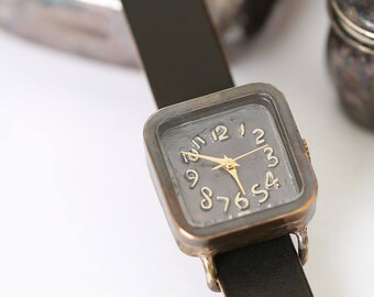 Vintage Handcraft Wrist Watch with Leather Band /// NemoBlackR - Perfect Gift for Birthday and Anniversary