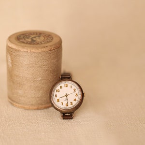 Vintage Handmade Wrist Watch with Handstitch Leather Band /// BrunoYum Perfect Gift for Birthday, Anniversary image 3