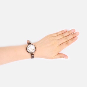 Vintage Handmade Wrist Watch with Handstitch Leather Band /// BrunoYum Perfect Gift for Birthday, Anniversary image 4