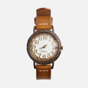 Vintage Handcraft Wrist Watch with Handstitch Leather Band /// LinaR Perfect Gift for Birthday, Anniversary image 2