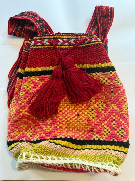 WOOL BACKPACK handmade Vintage Wool Backpack Woven BOHO Ethnic Hippie Shoulder Tote  main image 2