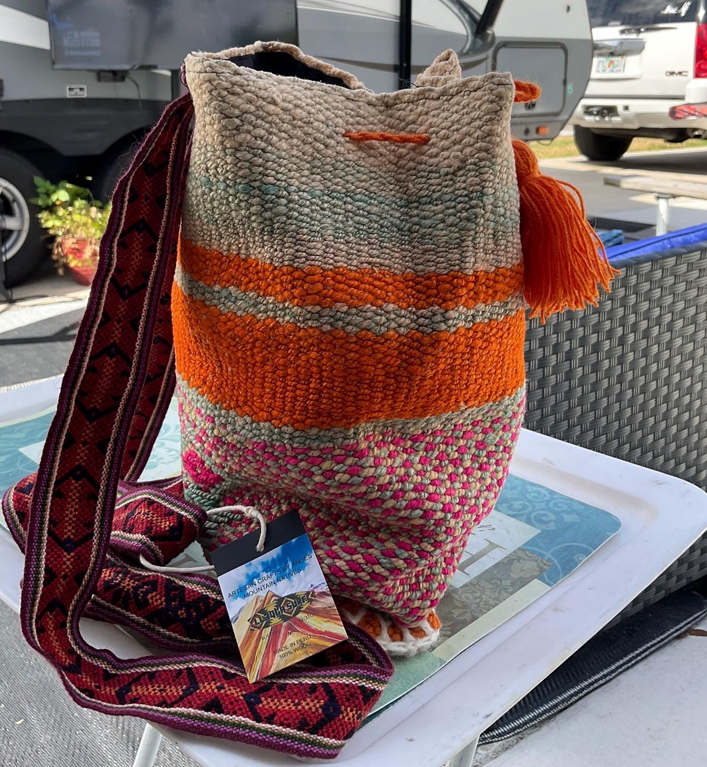 Boho handmade Peruvian wool backpack Handmade Colorful Wool Backpack, Boho Peruvian Backpack, No  main image 4
