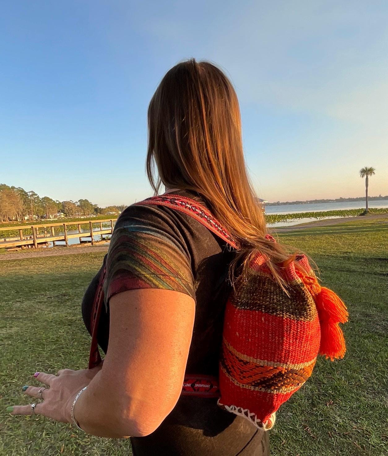 Handmade Peruvian Wool Backpack | Colorful Andean Boho Bag  display picture 1