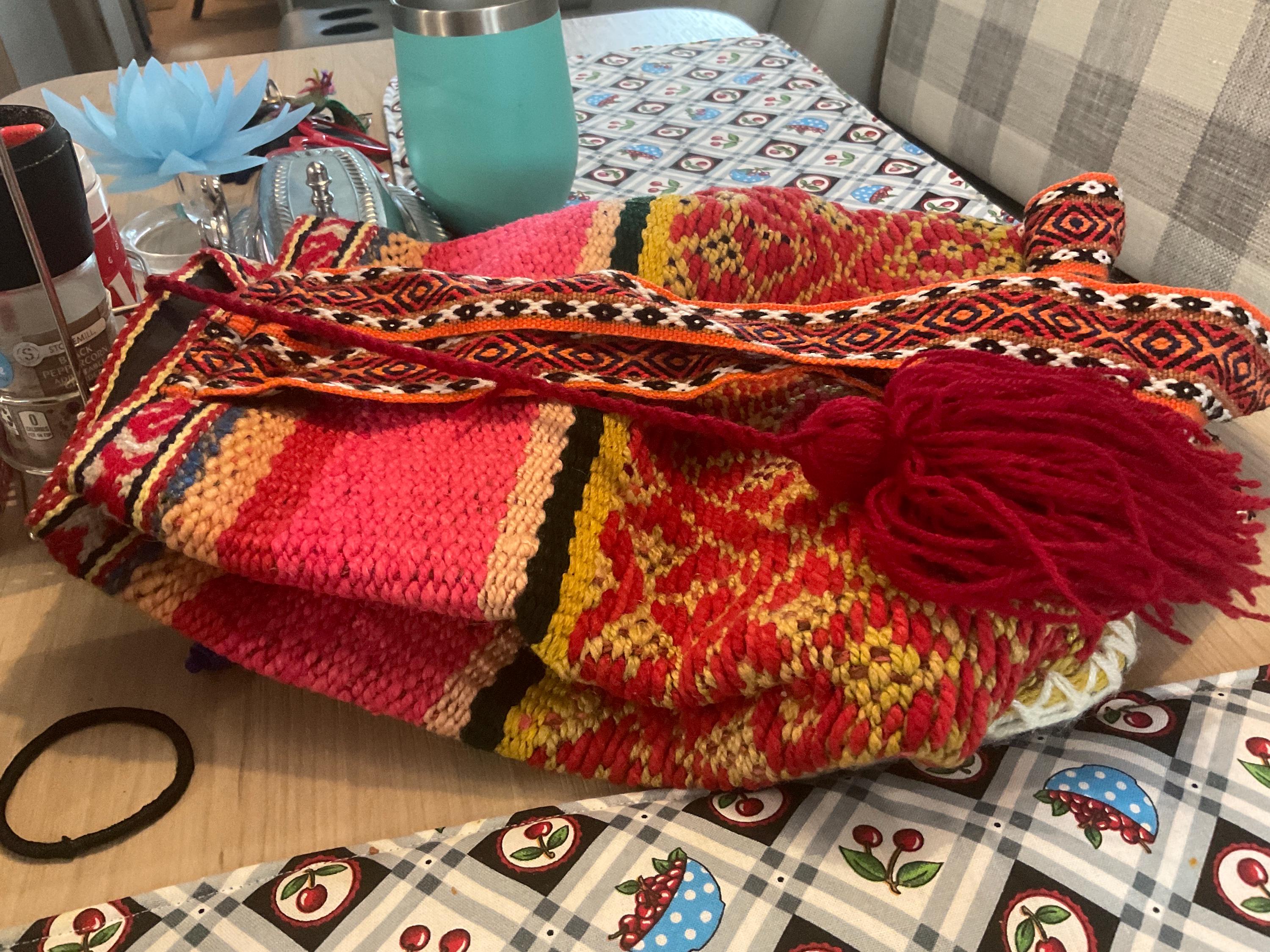 Boho handmade Peruvian wool backpack Handmade Colorful Wool Backpack, Boho Peruvian Backpack, No  main image 2