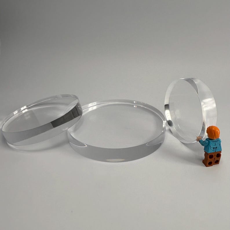 Clear Acrylic Circle thick Display Base | Hand Finished Round Stand image 6