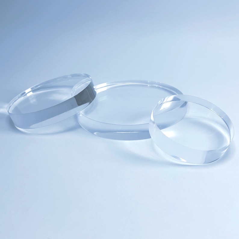 Clear Acrylic Circle thick Display Base | Hand Finished Round Stand image 1