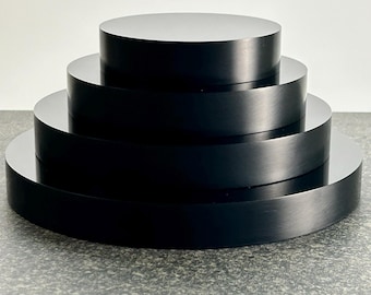 Black Acrylic Circle Display Pedestal | 3/4" Thick Round Base for Photography, Retail