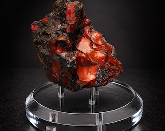 Clear Acrylic Mineral Display Base with 3 Posts, 2.75” Round Rock & Specimen Stand