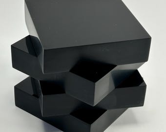 Black Acrylic Display Stands: Museum-Grade Bases, Set of 4