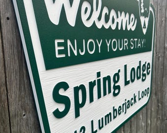 Custom HDPE National Park Style Welcome Sign | Large Cabin, Lodge, Campground & Airbnb Entrance Sign