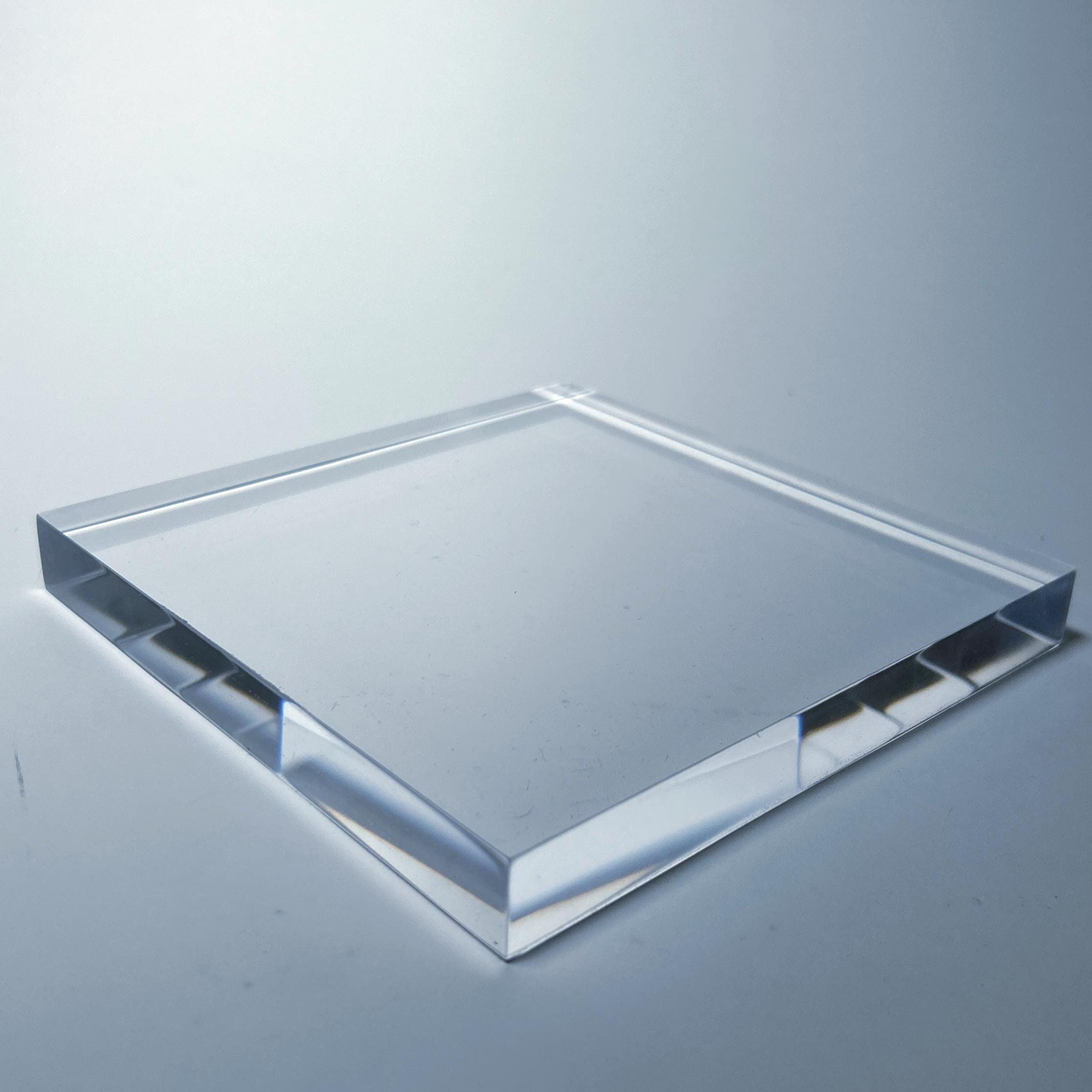 Square Display Base Thick Clear Acrylic Square Display Base | Polished Lucite Stand for ...
