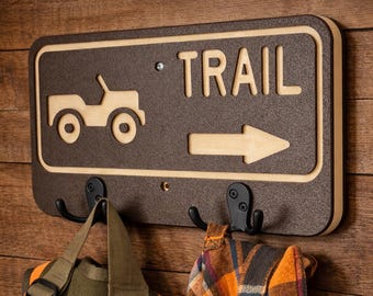 Off-Road Trail Decor – Jeep ATV Gear Hooks, Mudroom Organizer