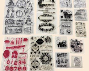 Sellos transparentes para cumpleaños y celebraciones / Scrapbooking, tarjetas, diarios / Nuevo sin embalaje