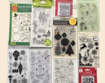 Lote de sellos transparentes navideños / Sellos para scrapbooking navideño e invernal / Muñeco de nieve / Tarjetas, manualidades, bricolaje