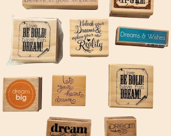 Sello de ensueño / Sello de goma Inspirar / Sello de creer / Sello de madera para manualidades / Scrapbooking y bricolaje
